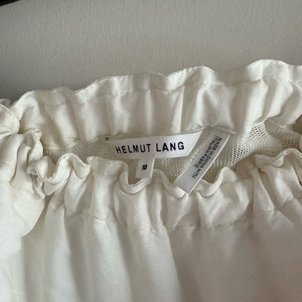 Helmut Lang double layer linen skirt with longer mesh underlayer and silk lining